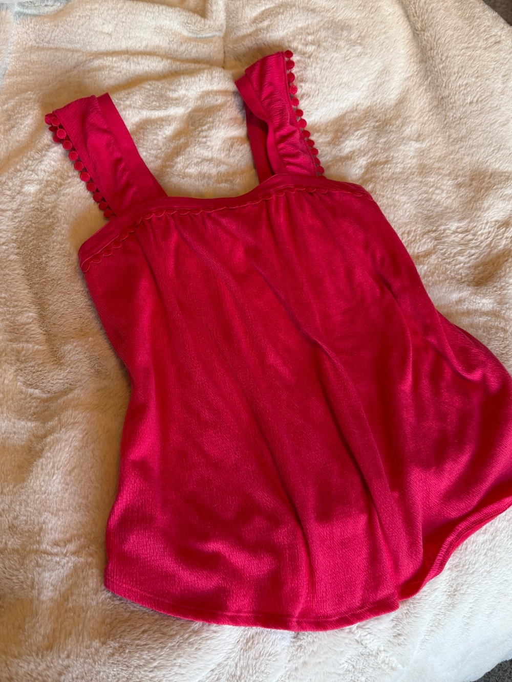 Women’s Pink One-Piece Swimsuit with Pom-Trim Straps